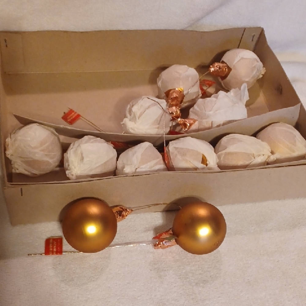 Vintage Mercury Glass Ornaments   12 NWT Copper Color Christmas Mornin'